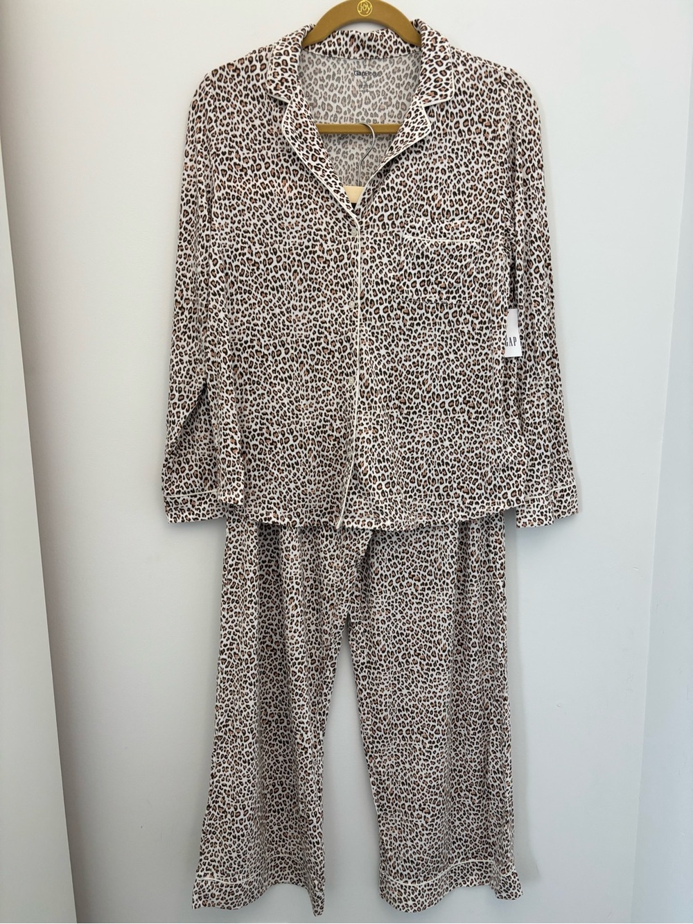 Gap body leopard print set pajamas long sleeve sleeping shirt pants NWT Petite
